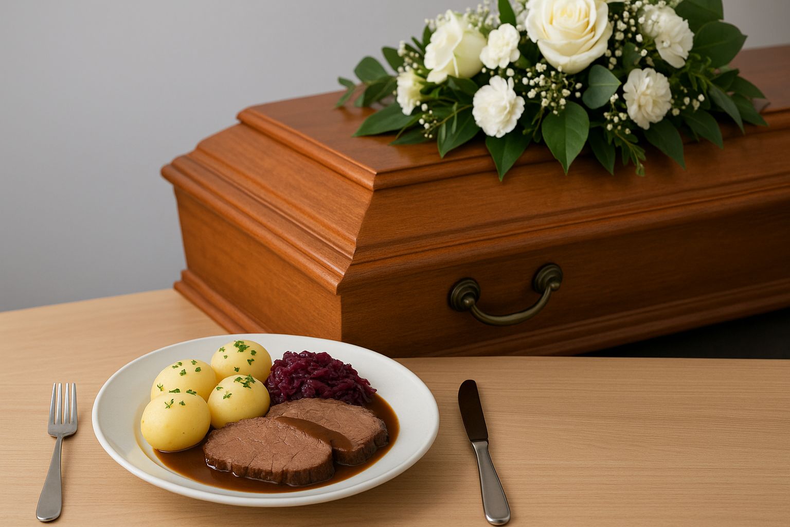 Begravningsrådgivare sitter vid ett skrivbord med en sörjande kvinna och diskuterar